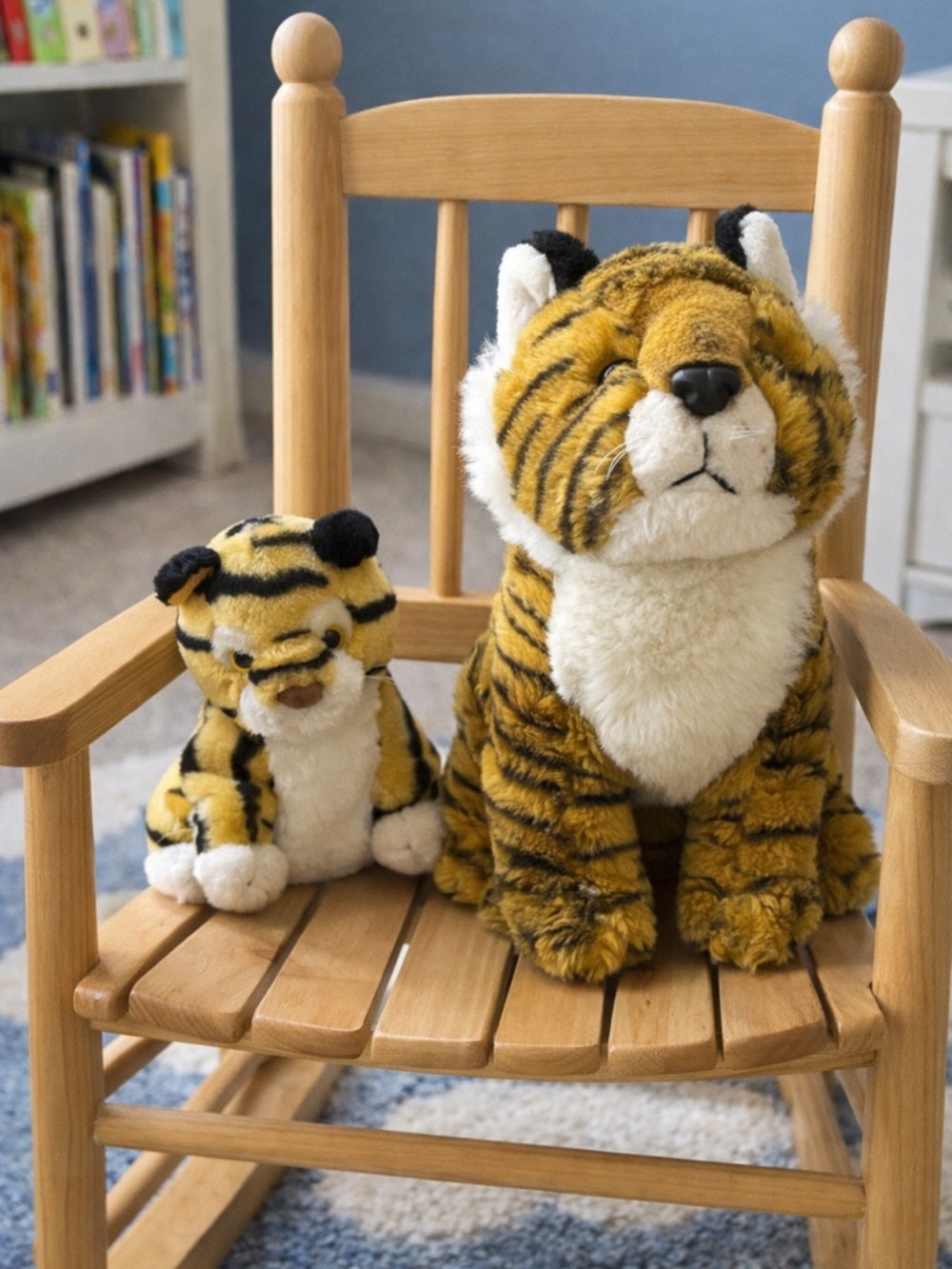 Plush Tiger Set Mom & Cub Stuffed Animals Yellow Black Striped Soft Toys
